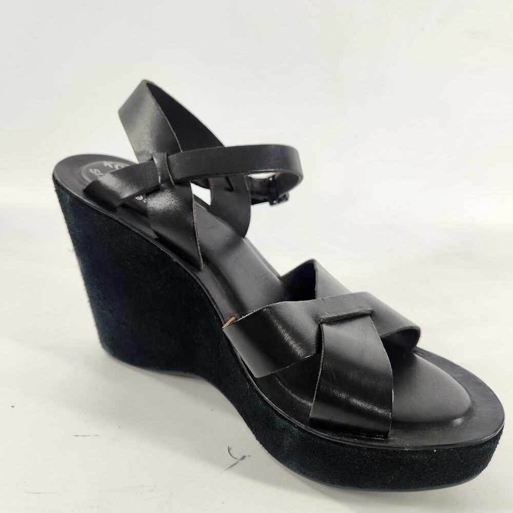 Kork-Ease Ava 2.0 Platform Wedge Sandal US 10 EU 42 Black Leather Comfort Luxe